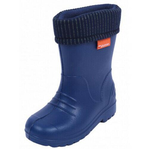 Wellies Kids Rain Snow Boots Removable Inner Lining Socks Wellington Demar Navy