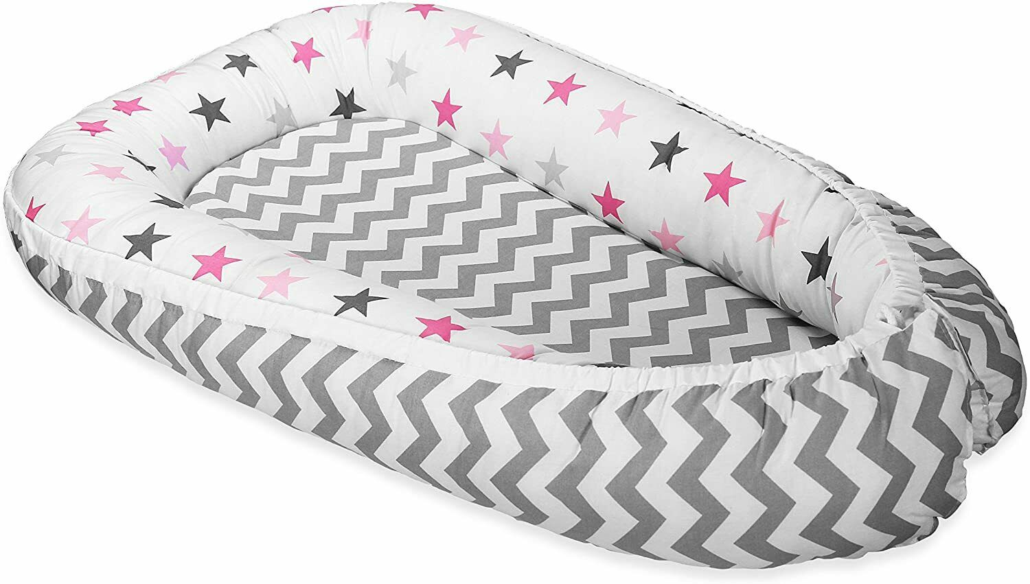 Baby Soft Cocoon Infant Reversible Sleep Nest Zig Zag/Pink Grey Stars