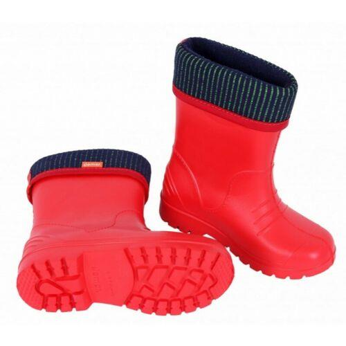 Wellies Kids Rain Snow Boots Removable Inner Lining Socks Wellington Demar Red