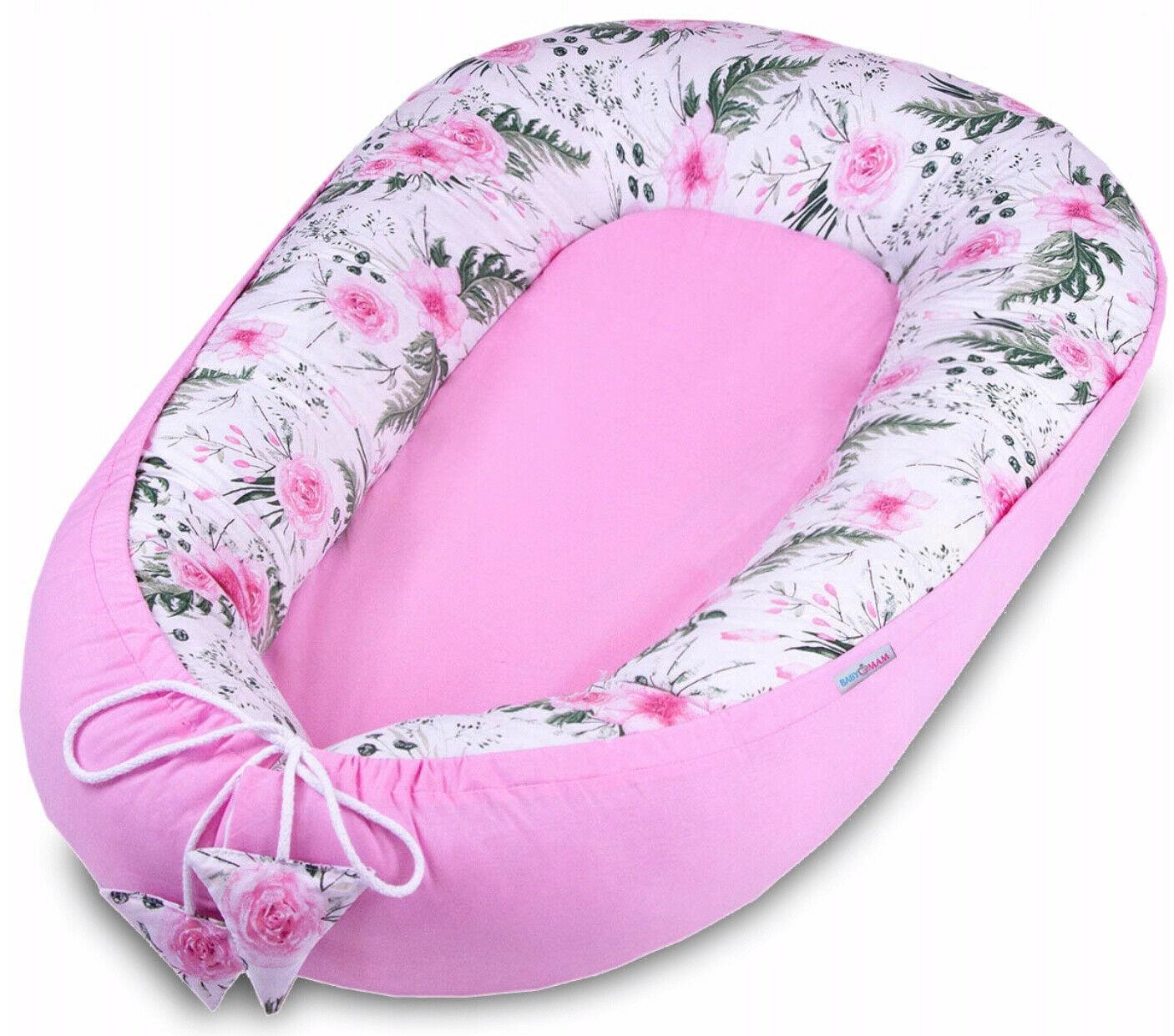 Baby Soft Cocoon Infant Reversible Sleep Nest Pink/ Garden Flowers