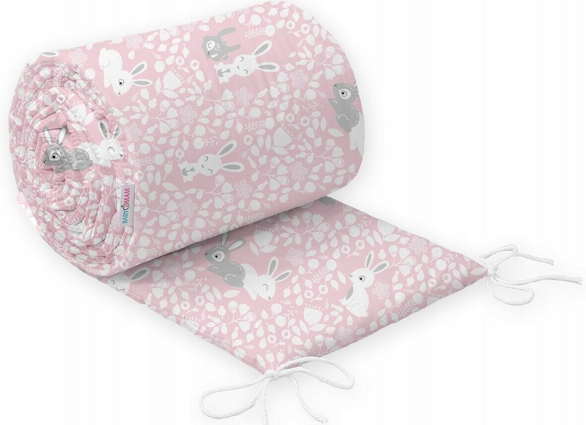 Baby 5Pc Bedding Set Pillow Duvet Bumper Fit Cotbed 140x70cm Bunny Pink