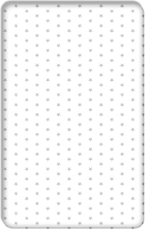 Baby Fitted Junior Bed Sheet Printed 100% Cotton Mattress 160X70cm Small Grey Stars On White