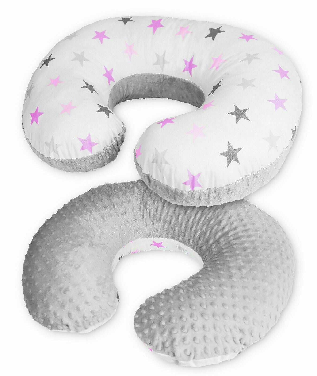 Baby Feeding Pregnancy Pillow Cover Newborn Nursing Dimple Grey/ Pink Grey Stars