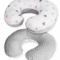 Baby Feeding Pregnancy Pillow Cover Newborn Nursing Dimple Grey/ Pink Grey Stars