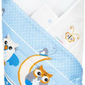 Baby Swaddle Wrap Newborn Bedding Blanket 100% Cotton Sleeping Bag Owls Moon Blue