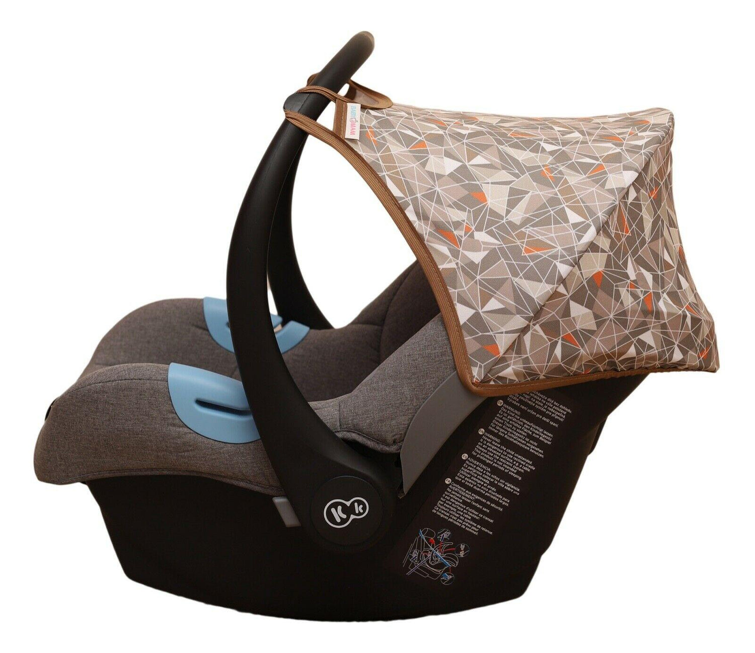 Car Seat Hood Replacement Universal Baby Cover Wind Sun Canopy Shade Waterproof - Orange And Beige Pixels