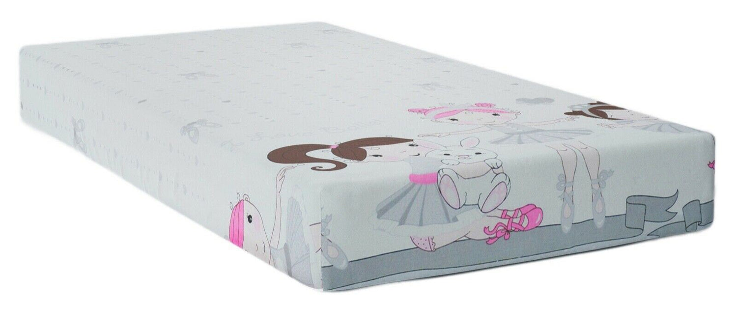 Baby Fitted Toddler Bed Sheet Printed 100% Cotton Mattress 160X80cm Ballerina Grey