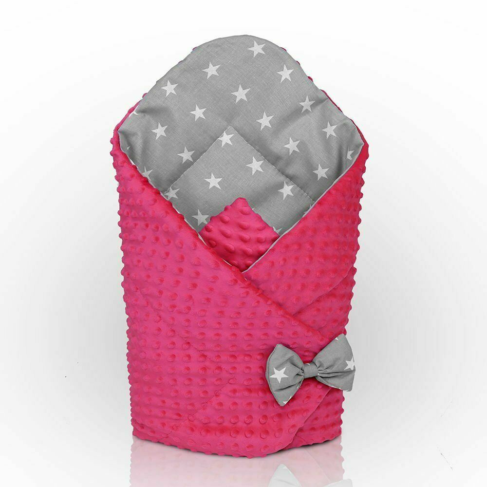 Baby Swaddle Wrap Newborn Dimple Cotton Infant Bedding Pink/ Small Stars On Gre - MyHappy Baby