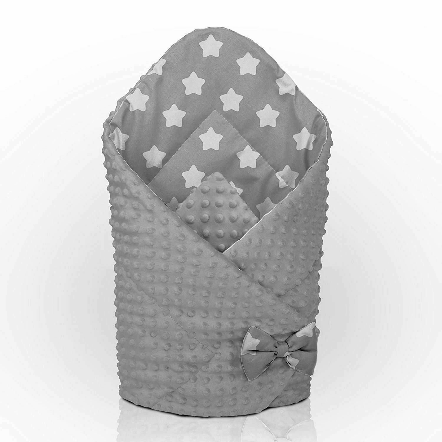 Baby Swaddle Wrap Newborn Dimple Cotton Infant Bedding Grey/ Big Stars On Grey - MyHappy Baby