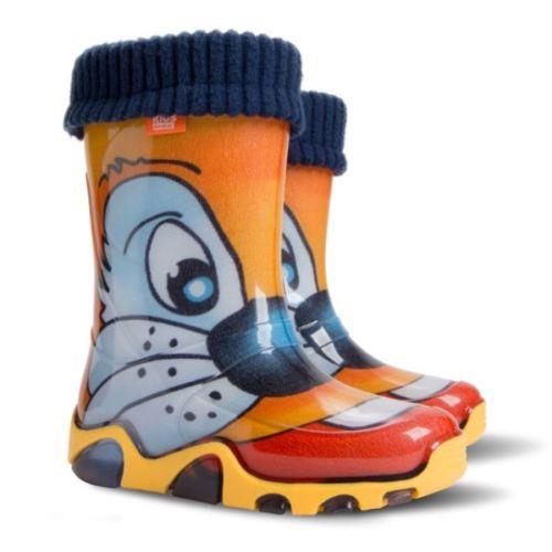 Wellies Kids Rain Snow Boots Removable Inner Lining Socks Wellington Tiger