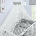 Baby bedding set Cotton Nursery 14pc to Fit Cot 120x60cm Dots Grey