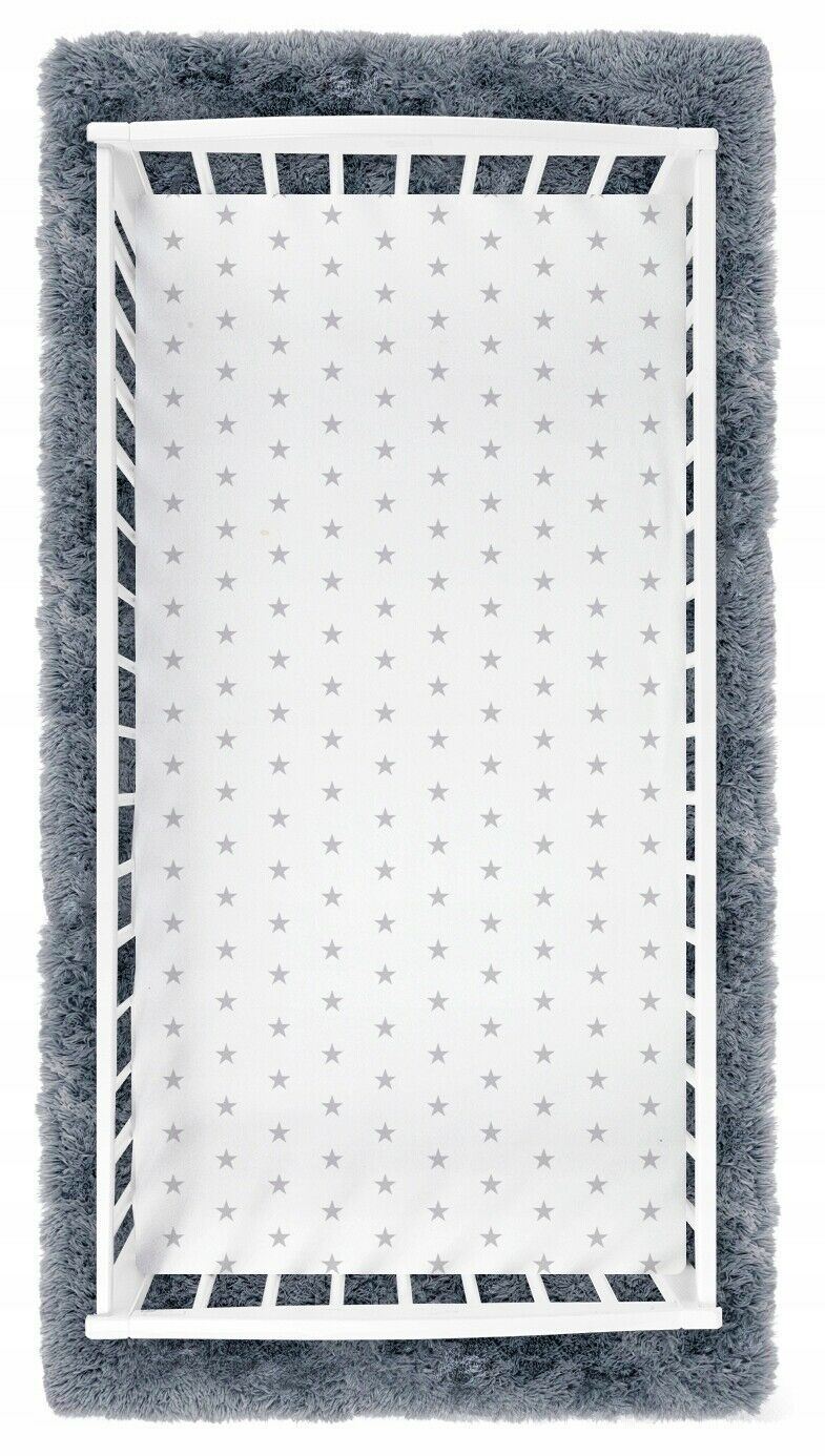 Super Soft Fitted Sheet Jersey Stretchy Cotton Fit Cot 120/60cm Small Stars With White