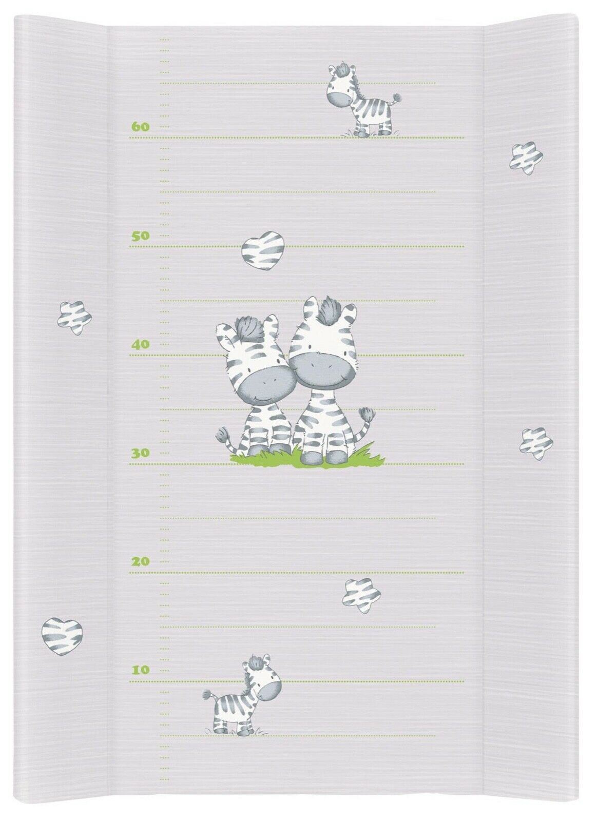 Baby changing mat padded hard base 70x50cm fit to Cot 120x60cm #26 Zebra Grey