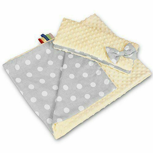 Warm Baby Blanket Dimple Cotton Quilt Pillow Double Sided 100X75cm Cream - Dots Grey