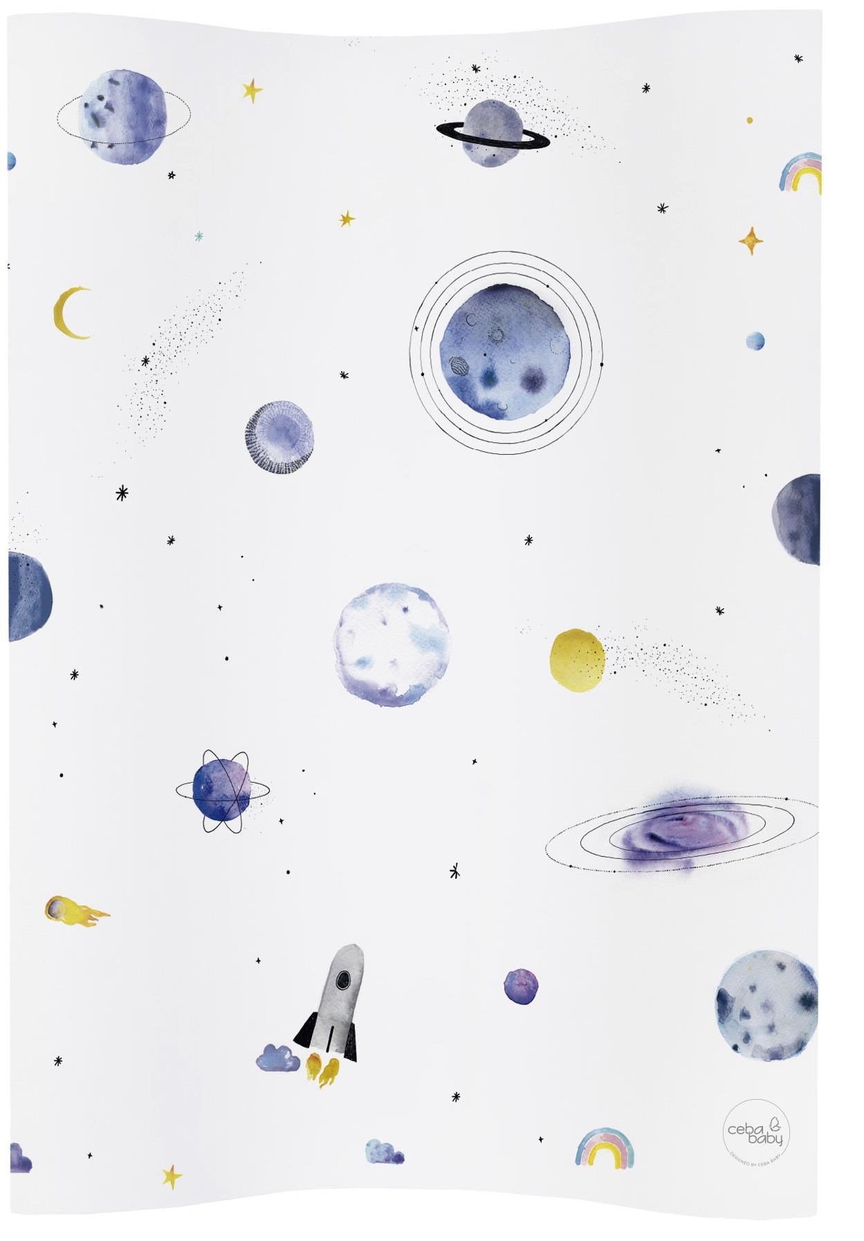 Baby Changing Mat Padded Soft Base 70x50cm Waterproof Raised Edges Universe