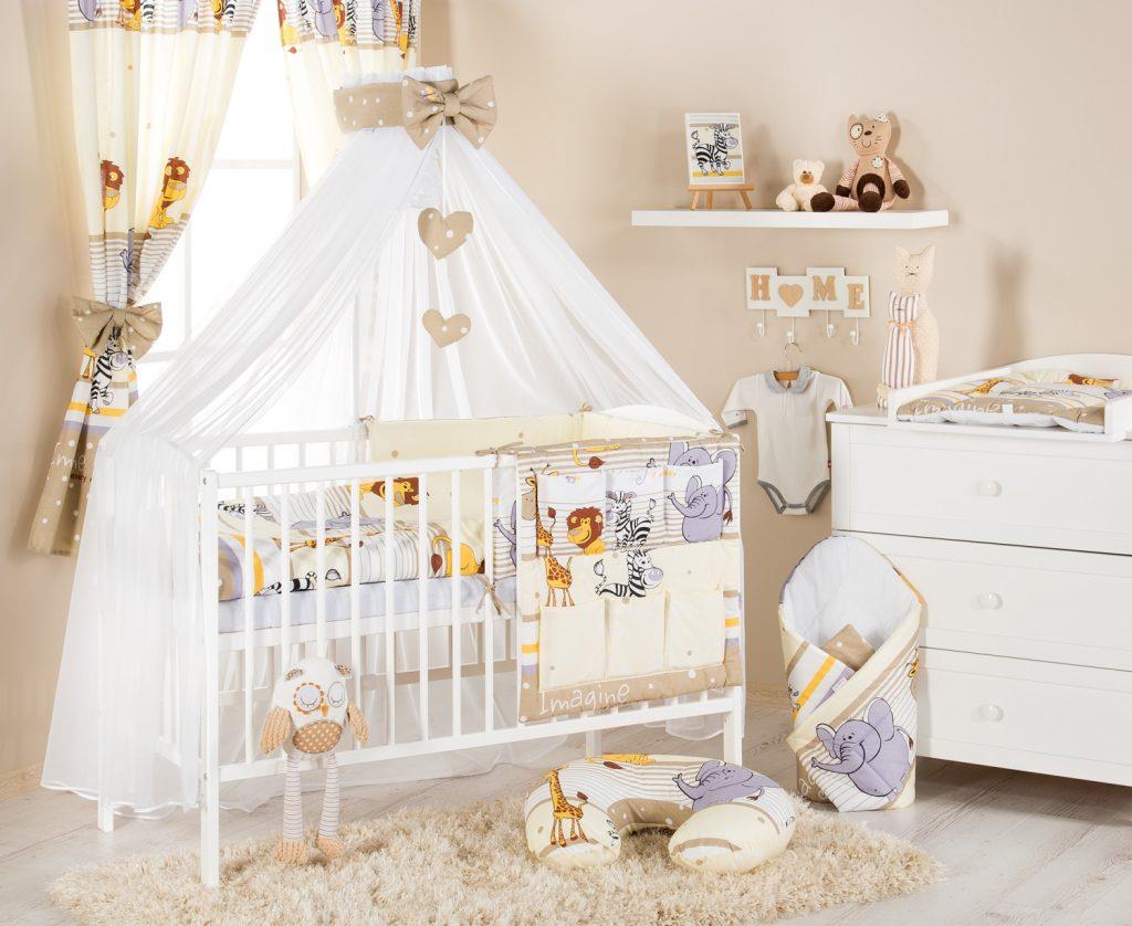 Baby bedding set 10pc fit cot bed 140x70cm - Safari beige
