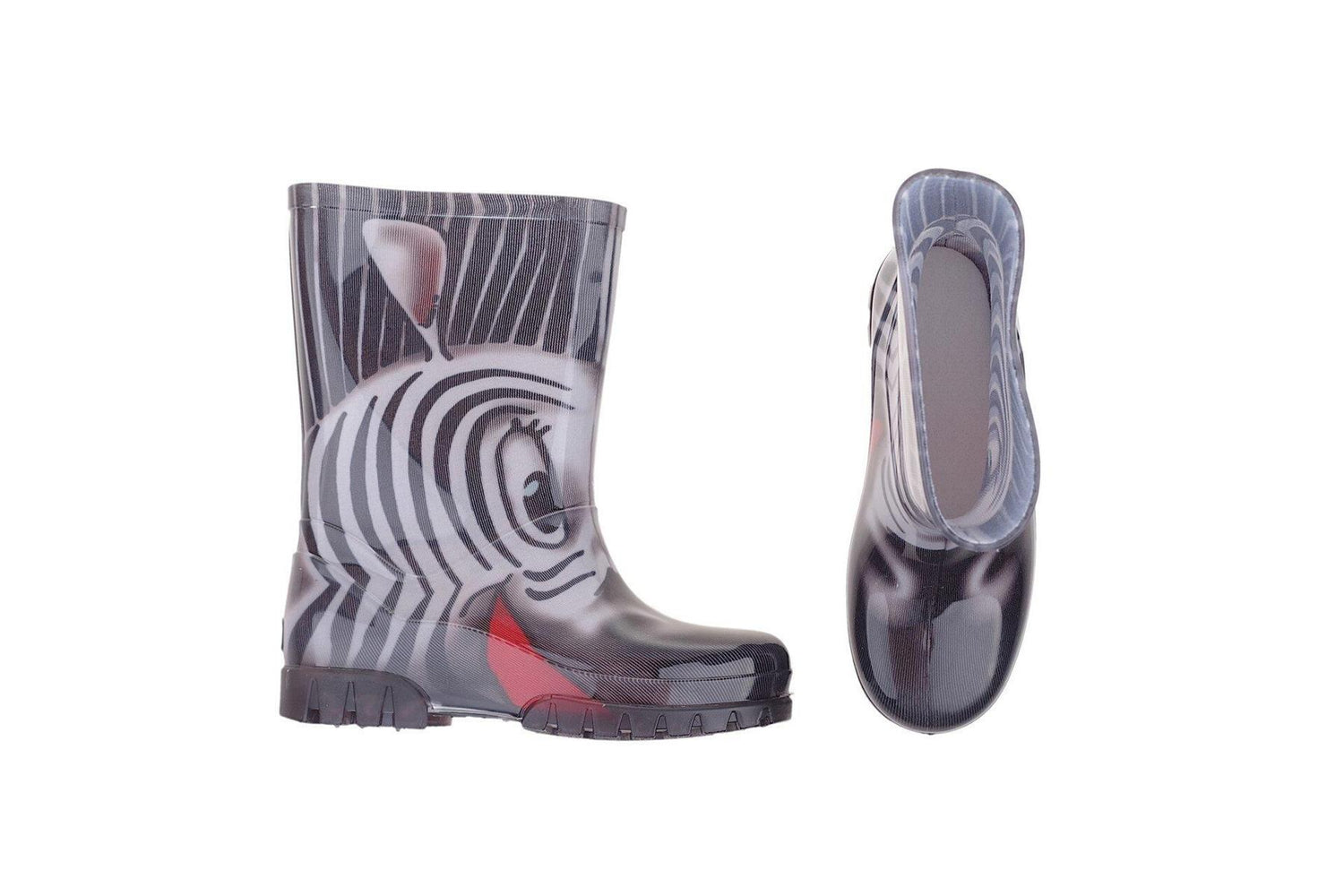 Wellies Kids Rain Snow Boots Removable Inner Lining Socks Wellington Zebra Black