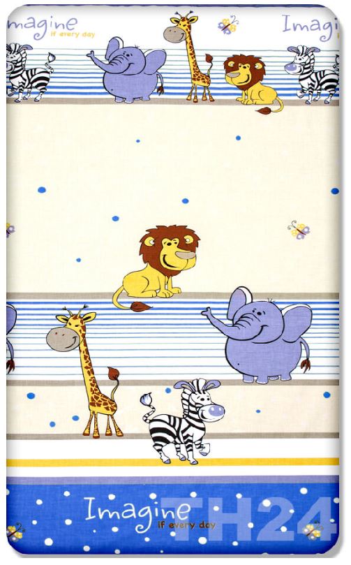 Baby Fitted Toddler Bed Sheet Printed 100% Cotton Mattress 160X80cm Safari Blue