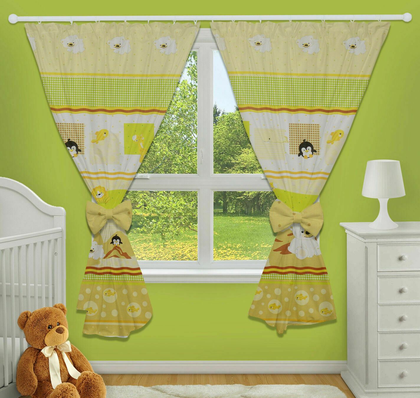 Nursery Curtains for Babies & Toddler's Bedroom Teddy fish cream
