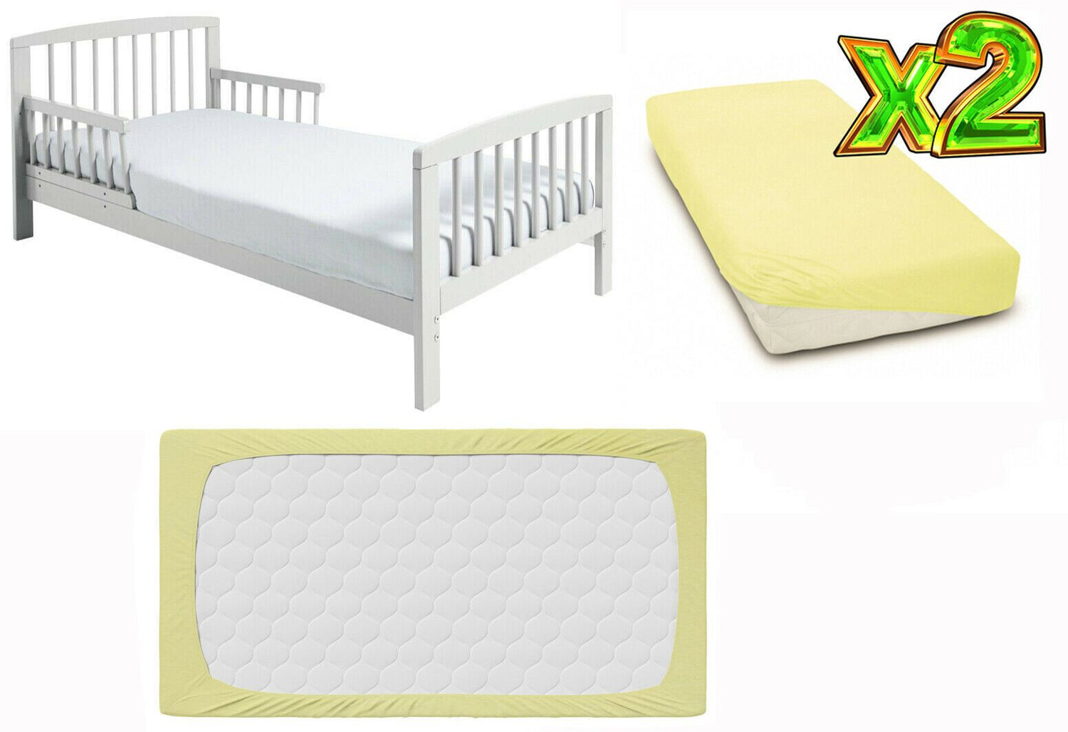 2-pack soft fitted sheet jersey stretchy cotton fit Junior bed 160/80cm Yellow