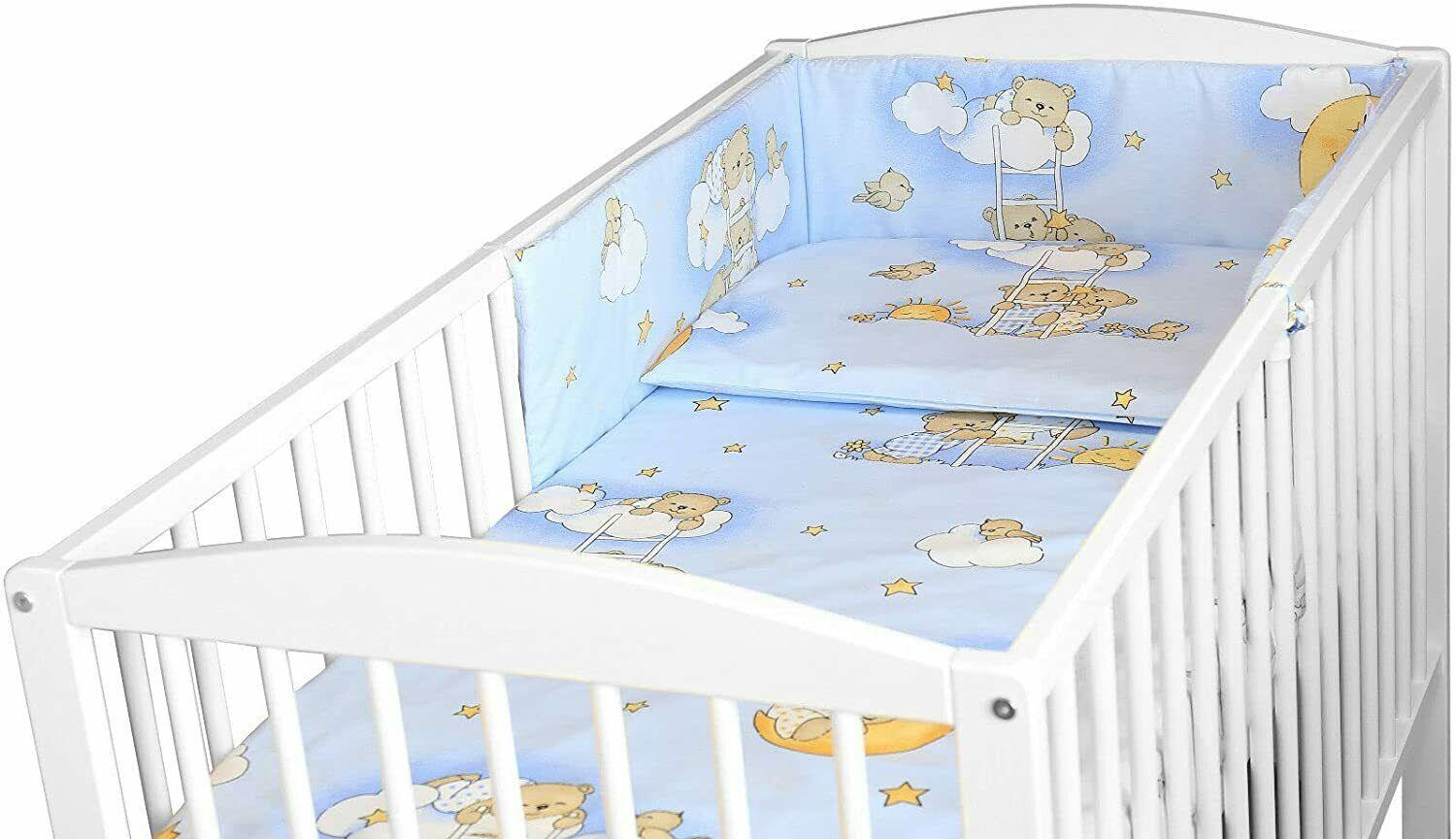 Baby Bedding 6Pc Cotton Set Duvet Cot 120x60cm Ladder Blue