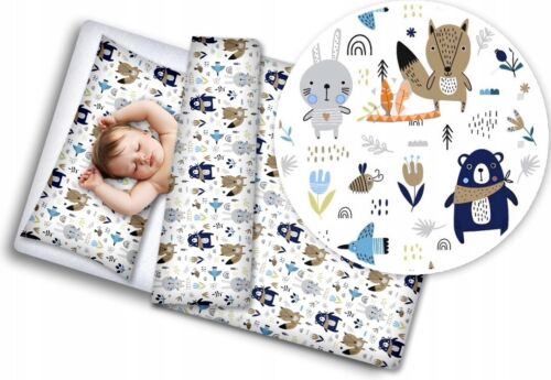 3Pc Baby Bedding Set Bumper Pillowcase Duvet Cover Fit Cot 120x60 BOHO Animals Navy