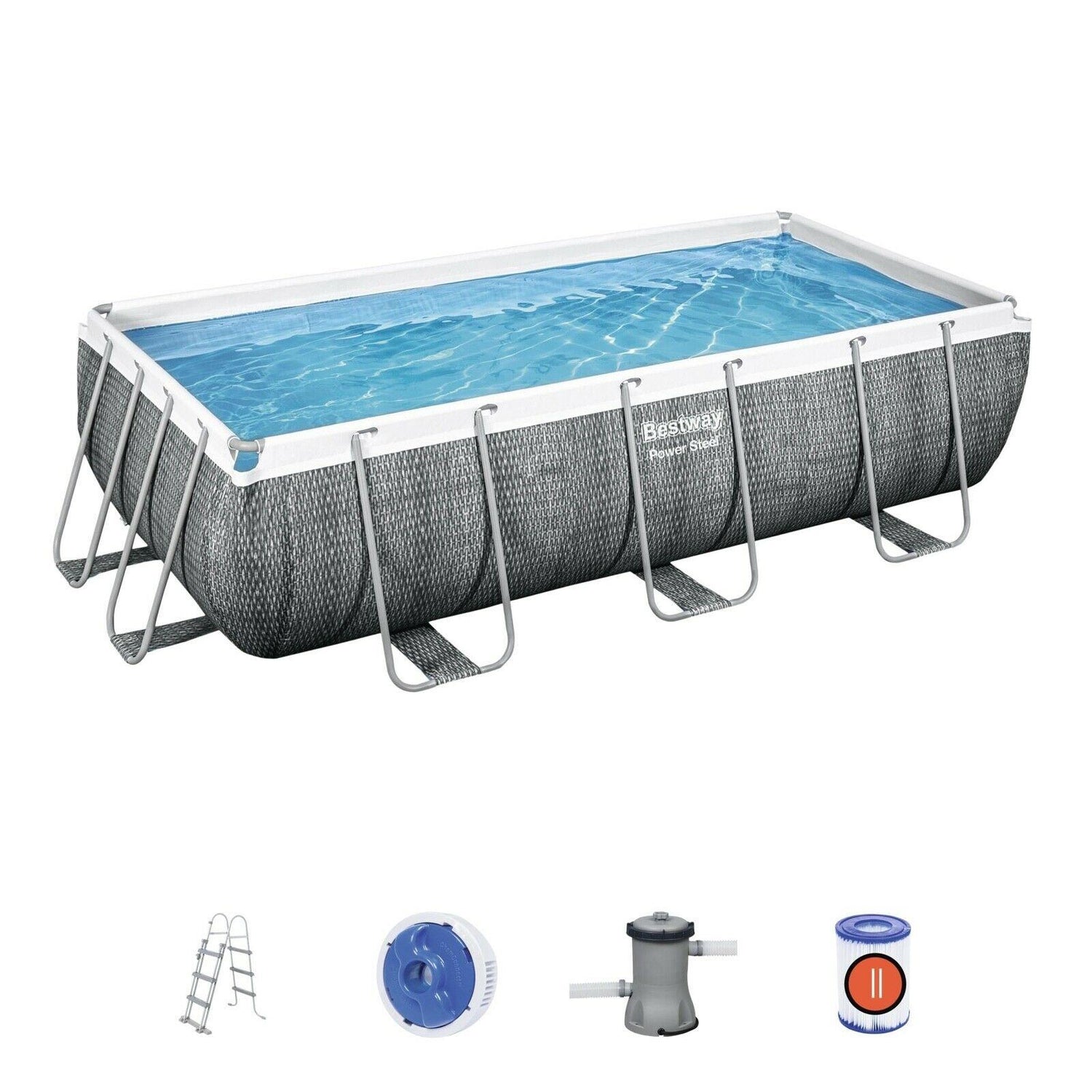 Bestway Swimming Pool 13Ft 3In 404X201X100cm Power Steel Rattan Rectangular
