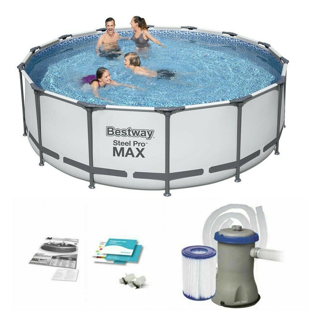 Bestway Steel Swimming Pool Pro Max 14Ft 48In Round Ground Garden 427X122cm
