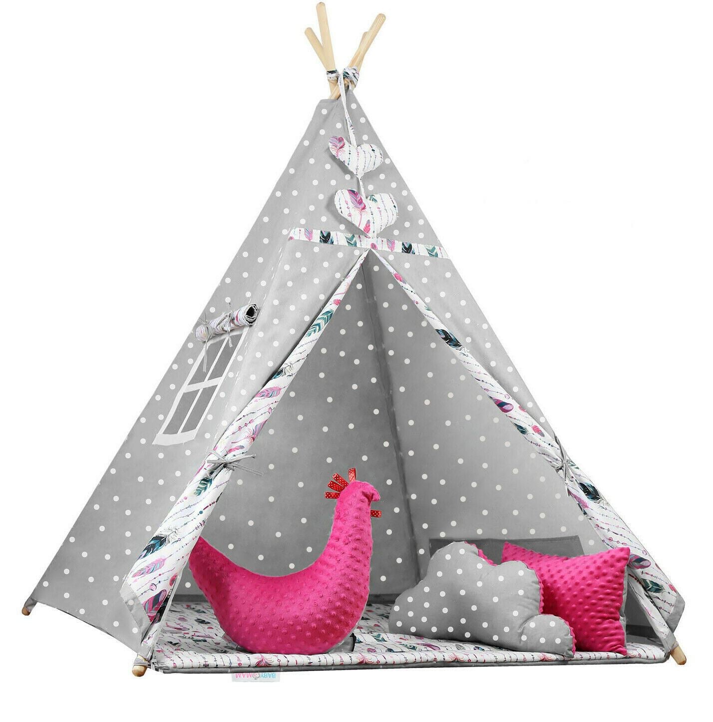 Teepee Wigwam Indoor Outdoor Kids Playhouse Tent With Three