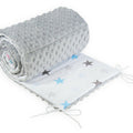 Baby dimple padded bumper 180cm straight fit COT 120x60 Grey/ Blue grey stars