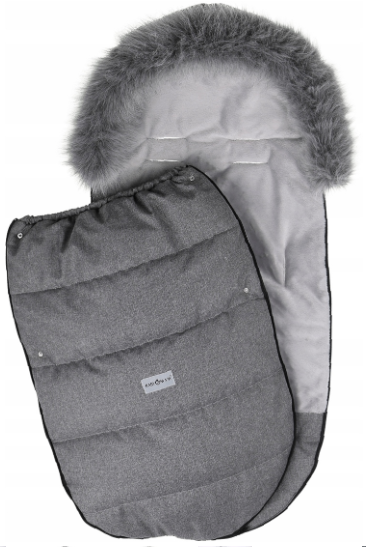 Large Baby Kid Footmuff Fluffy Collar Stroller Pushchair Sleeping Bag Husky Dark Grey