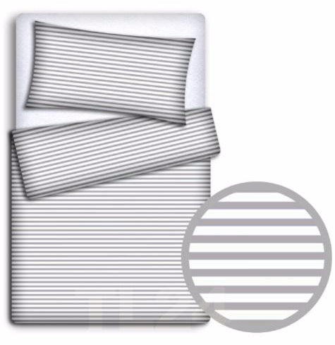 Baby 4Pc Bedding Set Pillow Duvet Quilt Fit Cotbed 140x70cm Stripes Grey