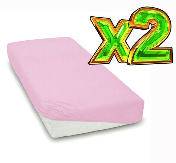 2-pack soft fitted sheet jersey stretchy cotton fit Cot 120/60cm Pink