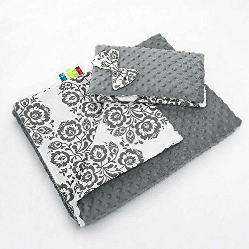 Warm Baby Blanket Dimple Cotton Quilt Pillow Double Sided 100X75cm Grey - Folklore