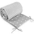 Baby dimple padded bumper nursery protection fit cot bed 140x70 190cm Grey / Small white stars on grey