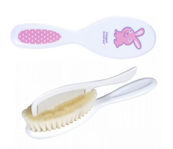 Hair Brush And Comb Canpol Grooming Set Soft Gentle 2 In 1 Pink Bunny