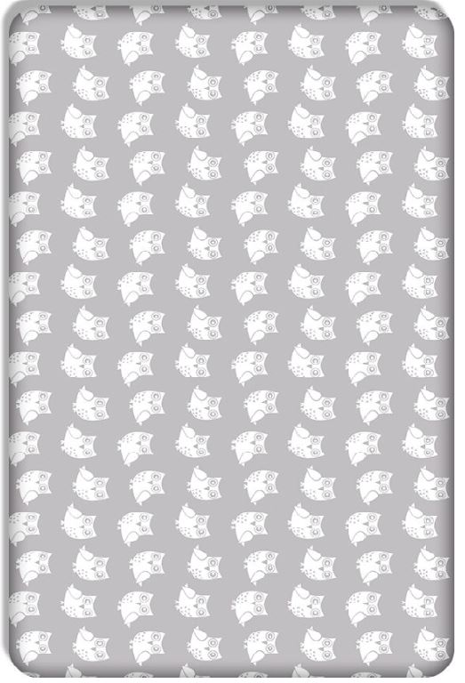 Baby Fitted Toddler Bed Sheet Printed 100% Cotton Mattress 160X80cm Owls Grey