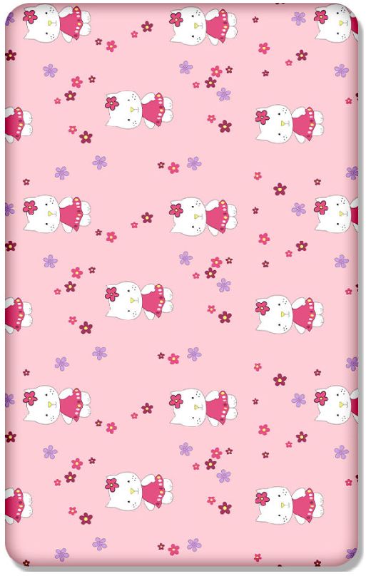Baby Fitted Cot Sheet Printed Design 100% Cotton Mattress 120X60 cm Hello Kitty