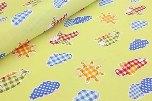 Baby Fitted Junior Bed Sheet Printed 100% Cotton Mattress 160X70cm Planes Green