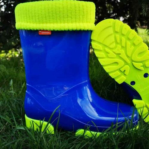 Wellies Kids Rain Snow Boots Removable Inner Lining Socks Wellington Blue Lux