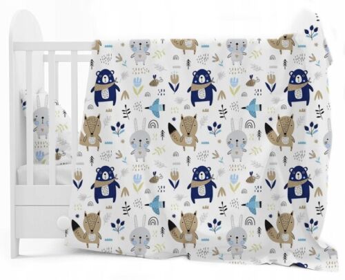 6Pc Baby Bedding Set Bumper Pillow Duvet Fit Cot 120x60cm BOHO Animals Navy - MyHappy Baby