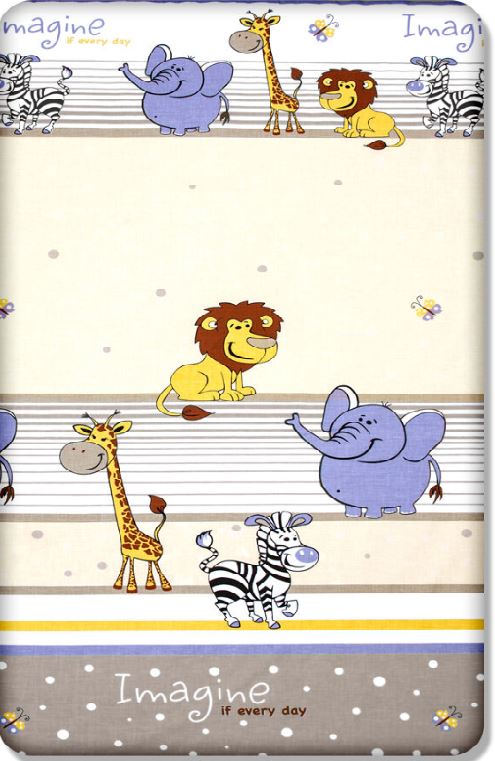 100% cotton fitted sheet printed design for baby crib 90x40cm Safari beige