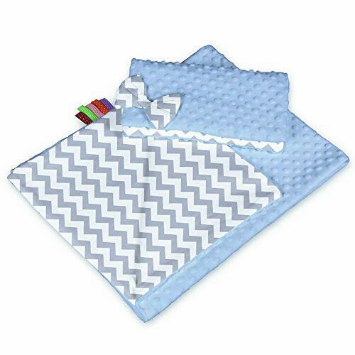 Warm Baby Blanket Dimple Cotton Quilt Pillow Double Sided 100X75cm Blue - Zig Zag