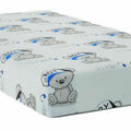Baby Fitted Cot Bed Sheet Printed 100% Cotton Mattress 140X70cm Teddy Boy White
