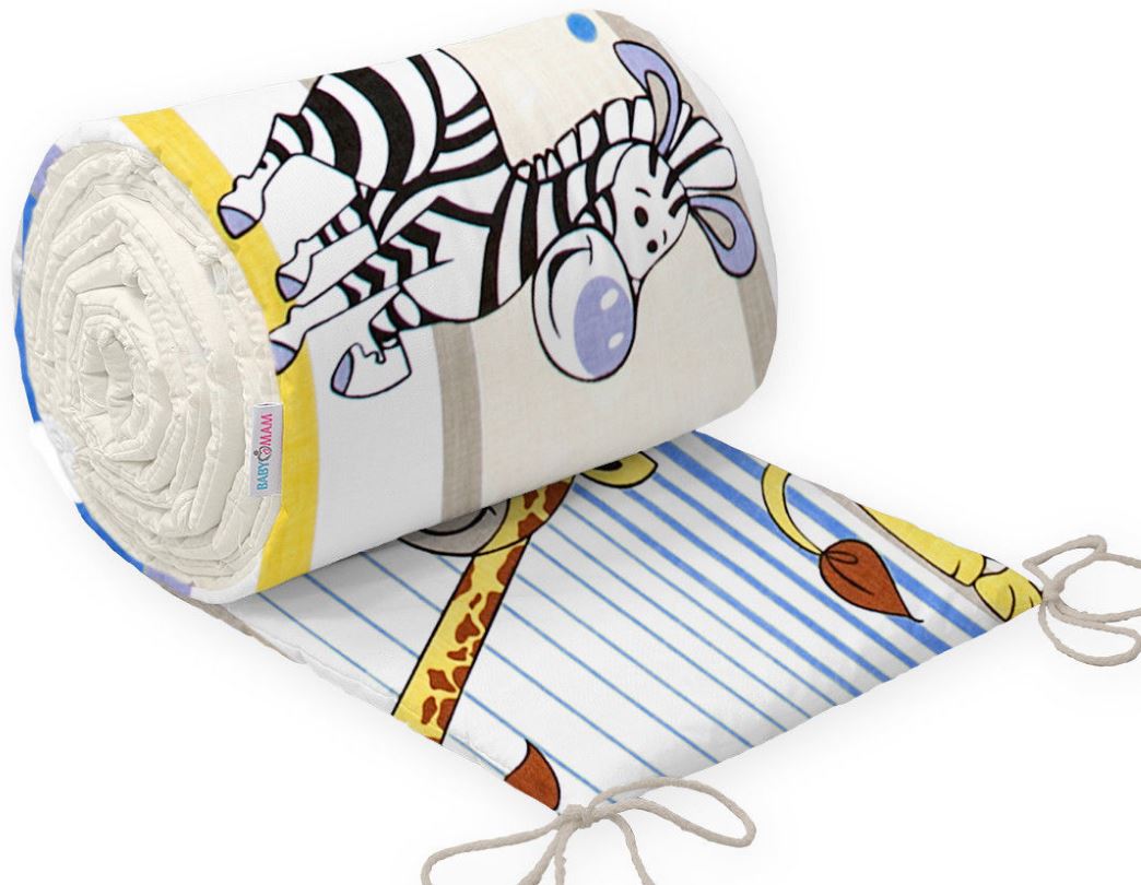 Baby Padded Bumper 100% Cotton To Fit Crib All Round 260cm Safari Blue