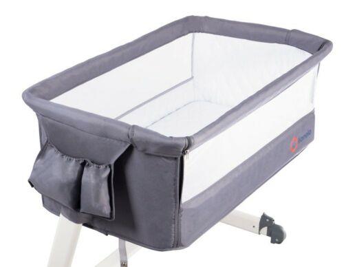 Baby Bedside Crib Portable Foldable Travel Cot Mattress Mosquito Net Theo Lionelo Grey