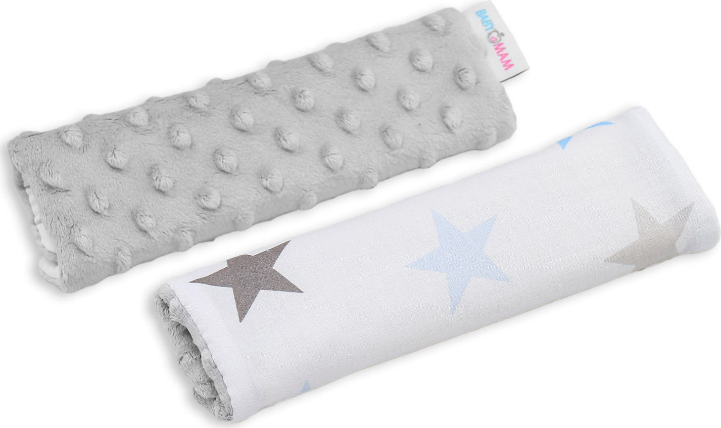Dimple Belt Cover Car Seat Pram Pad Shoulder Soft Strap 2 Piece Grey/Grey Blue Stars