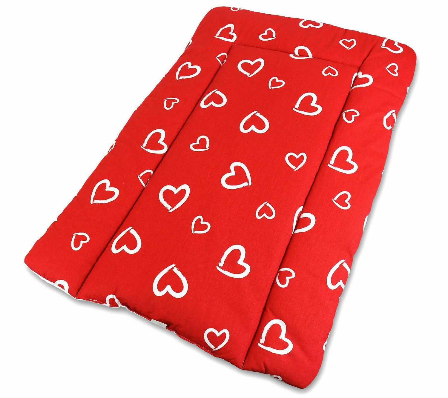 Baby 100% cotton changing mat child toddler White hearts on red