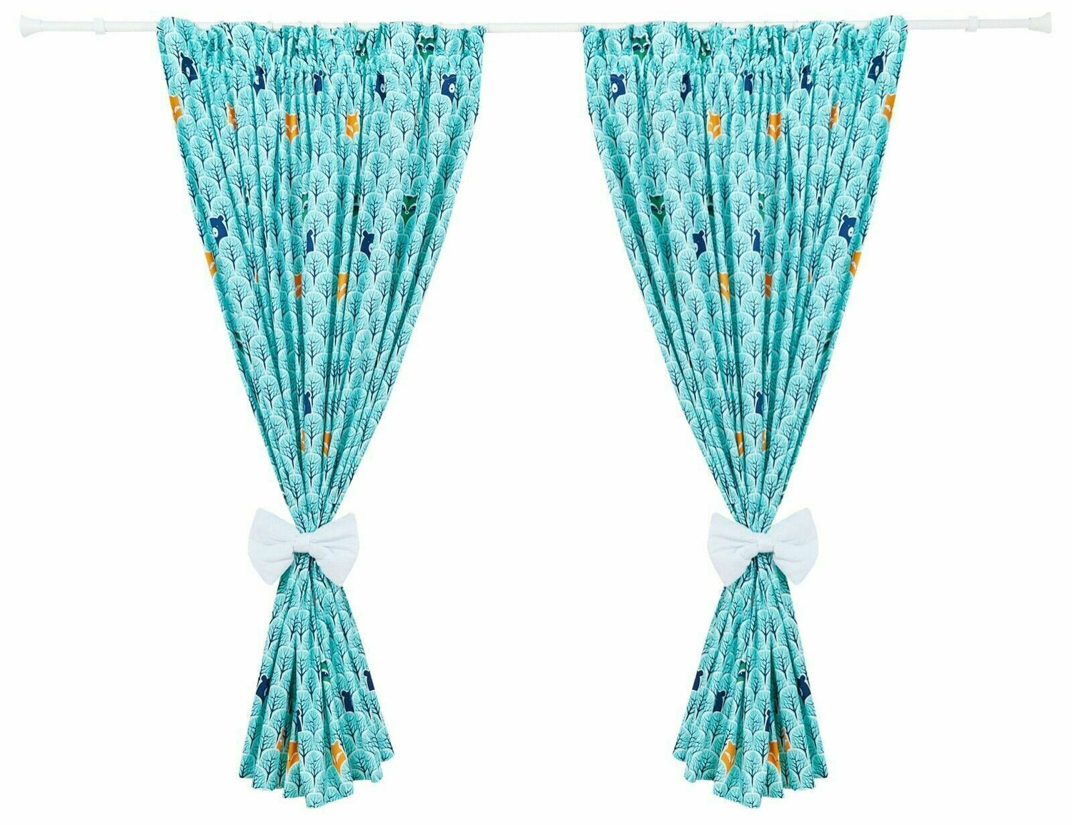 Nursery Curtains for Babies & Toddler's Bedroom Fox in forest turquoise
