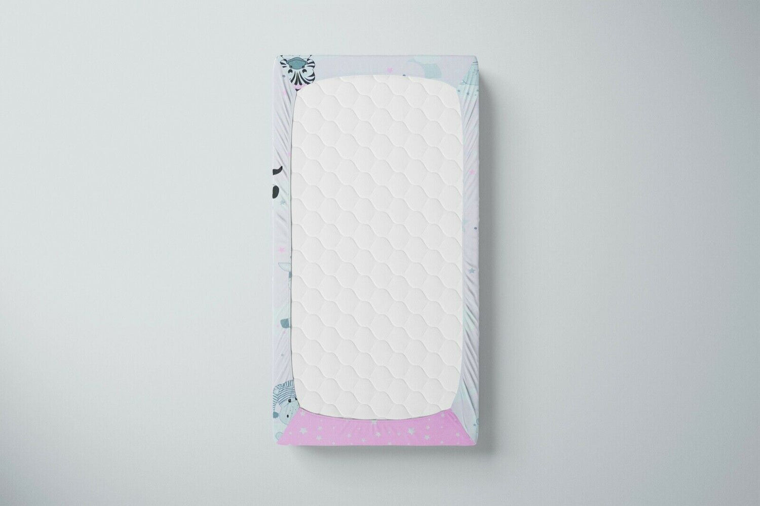 Baby Fitted Cot Bed Sheet Printed 100% Cotton Mattress 140X70cm Sweet Animals Pink